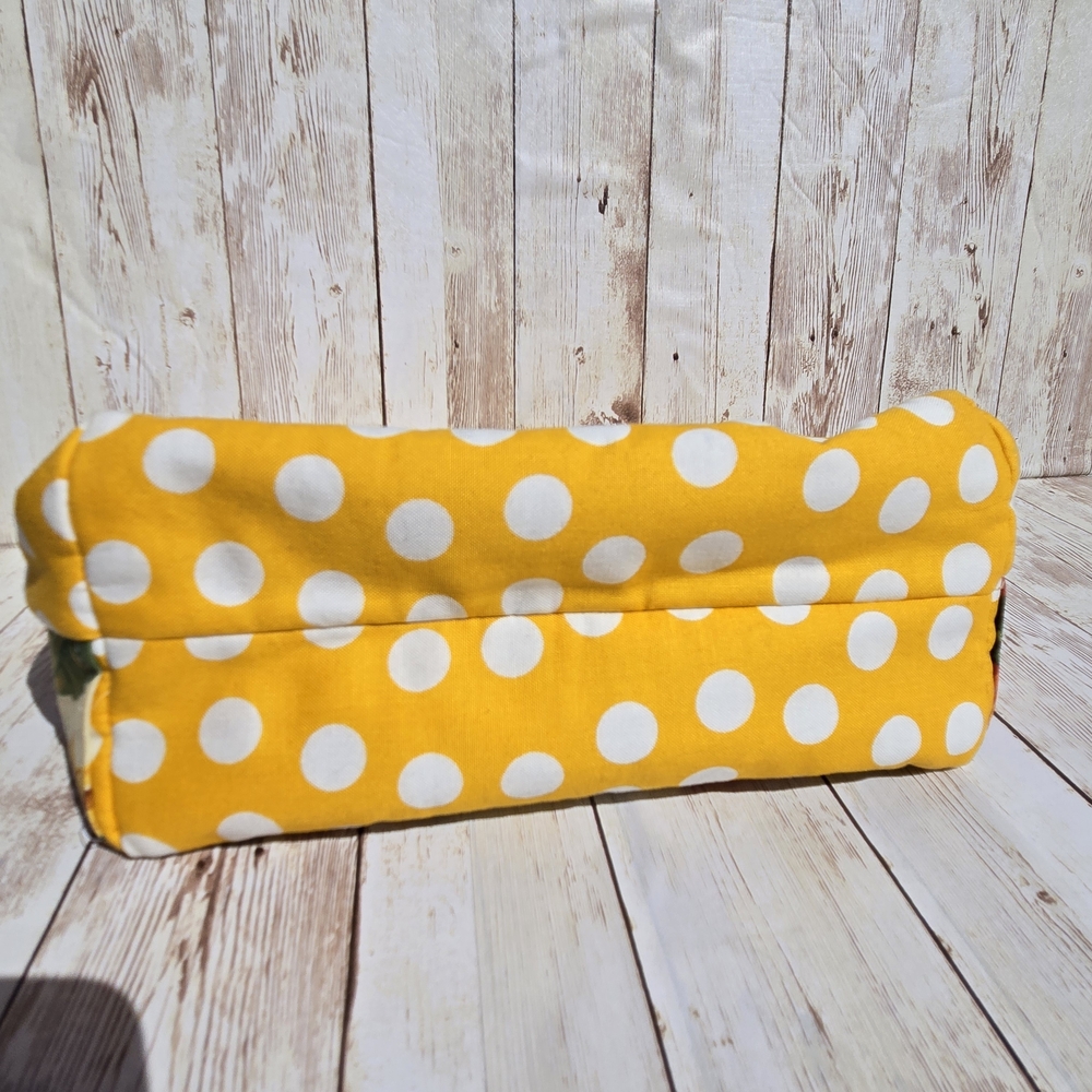Handmade Sunflower Purse Organizer Insert Yellow Polka Dot Fabric Multi Pockets - Picture 6 of 8